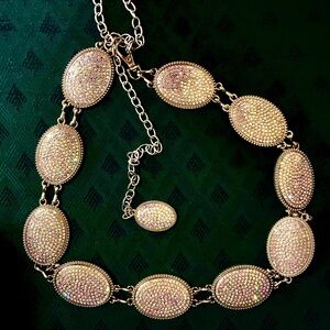 Silver Tone Rhinestone Concho Medallion Belly Body Chain Belt boho